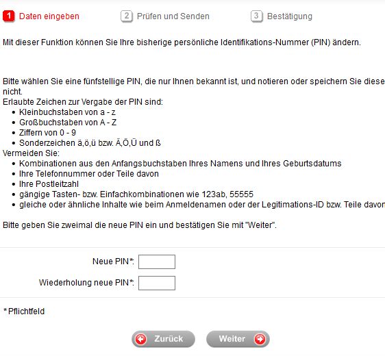 Sparkasse dumb password rule screenshot